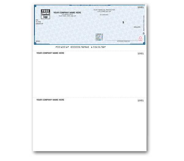 Image for item #48-120: Pre-Printed SECURITY Laser 1-up Checks - Top Position