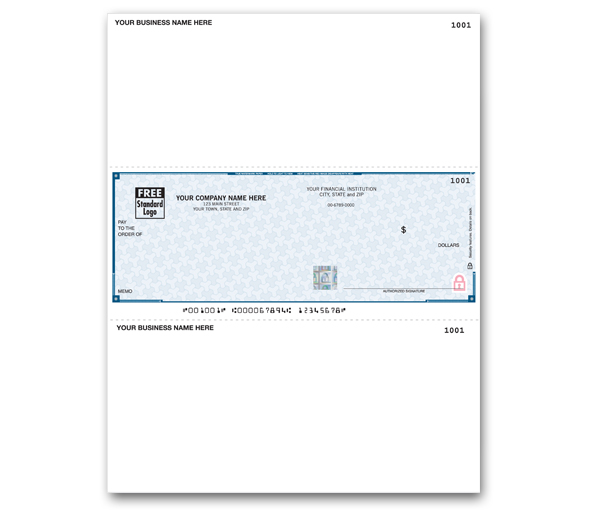 Image for item #48-122: Pre-Printed SECURITY Laser 1-up Checks - Middle Position