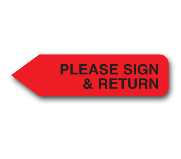 Image for item #51-300: Red Please Sign & Return - 120 Disp.