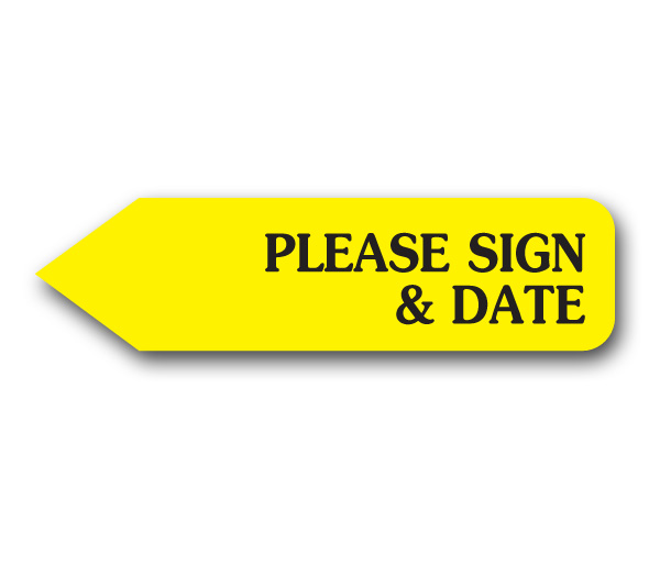 Image for item #51-401: Yellow Pls Sign & Date - Bulk (750)