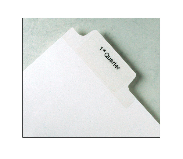 Image for item #51-850: Quarterly Dividers - 3 hole punched - 5 Tabbed