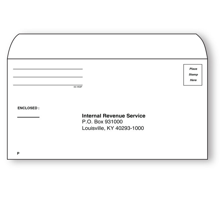 Image for item #63-1KAP: 4 5/8 in x 9 1/2 in Louisville 931000 IRS Env-PMT  (50/pk)