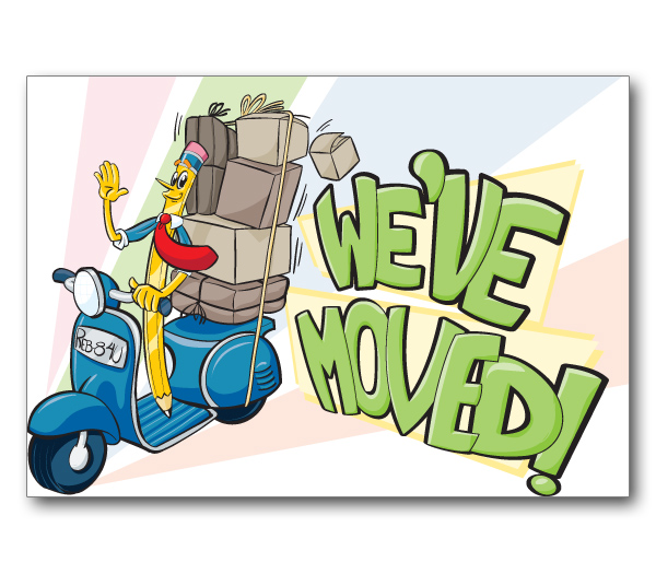 Image for item #70-251: Pencilman We've Moved Postcard (25/Pack)