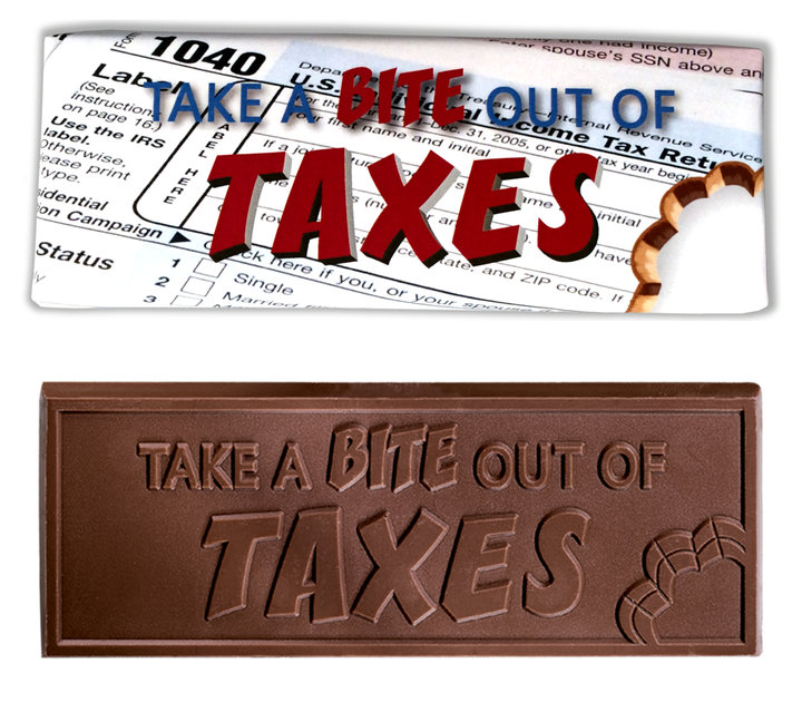 Image for item #70-475: Take a Bite out of Taxes Milk Chocolate Bars