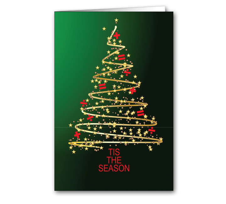 Image for item #70-6072: Green Glitter Tree Greeting Card - (25/Pack)