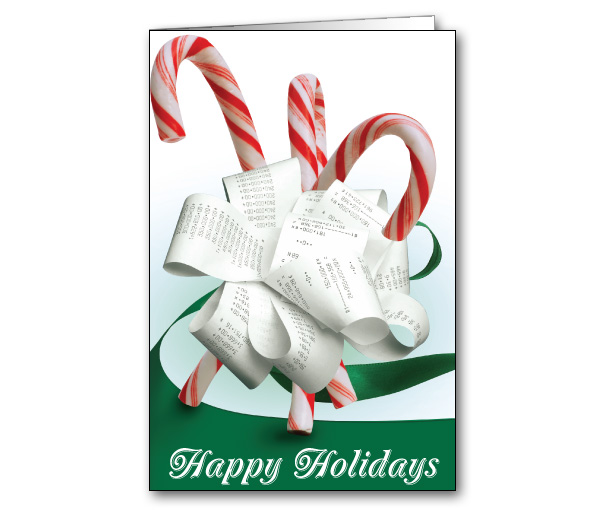 Image for item #70-6151: Ribbon Candy Cane Greeting Card - (25/Pack)