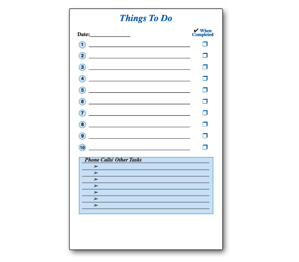 Image for item #70-6340: Things To Do Note Pad