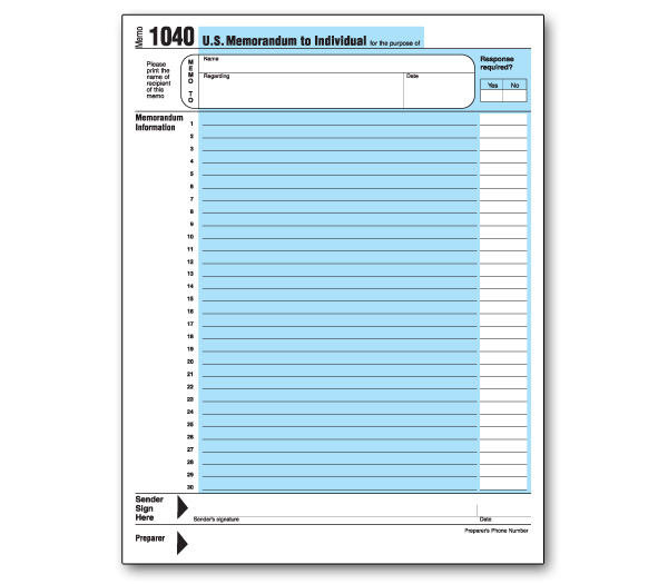 Image for item #70-6400: Large 1040 Memo Pad