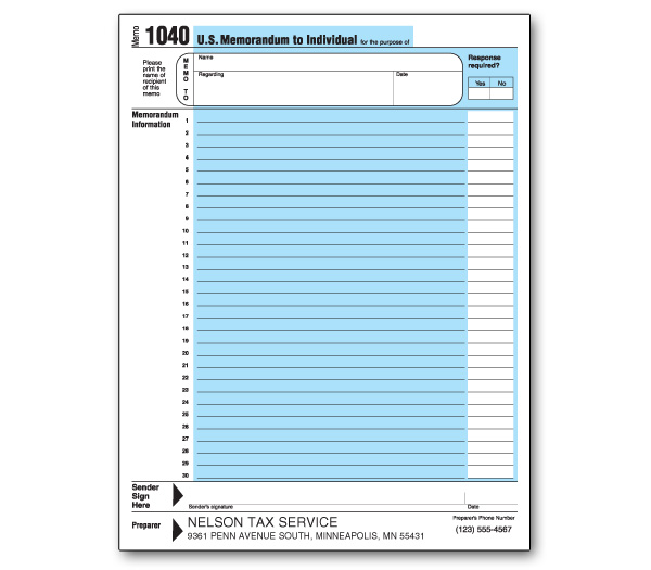 Image for item #70-6401: Large 1040 Memo Pad Imprinted
