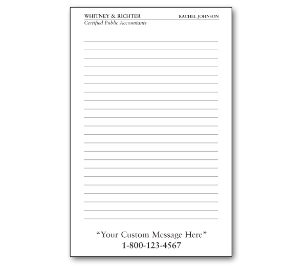 Image for item #70-641: Lined Note Pad (1/2 page) Imprinted