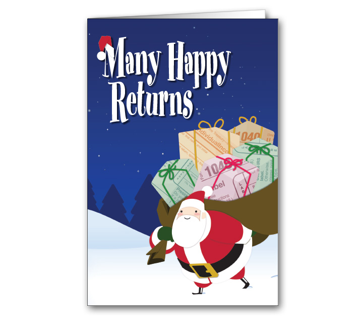 Image for item #70-6581: Santa's Happy Returns Greeting Card - (25/Pack)