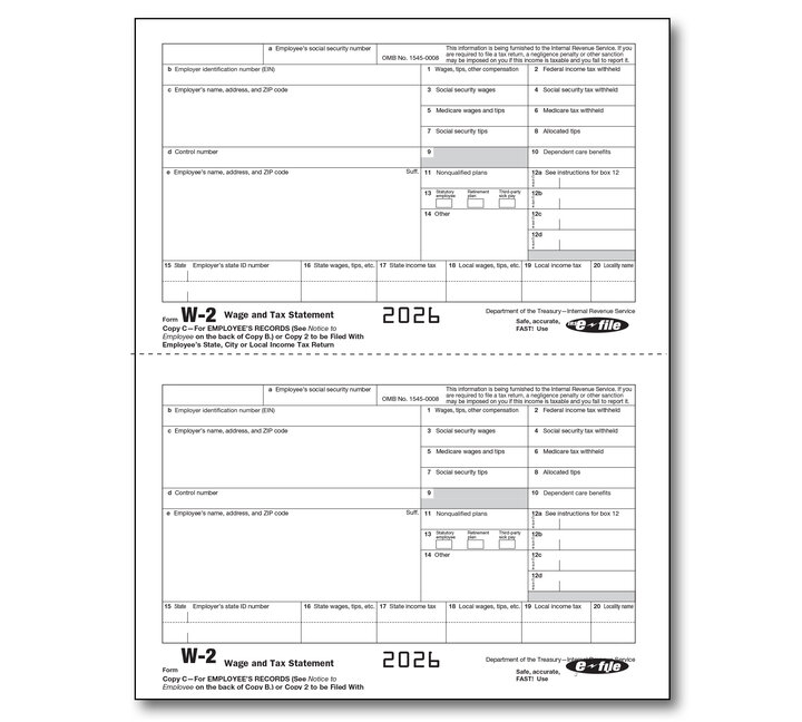 Image for item #82-5203: W-2 Laser Copy C/Copy 2