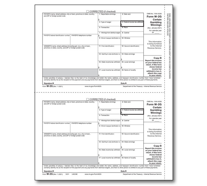 Image for item #82-5231: W-2G Laser Copy B