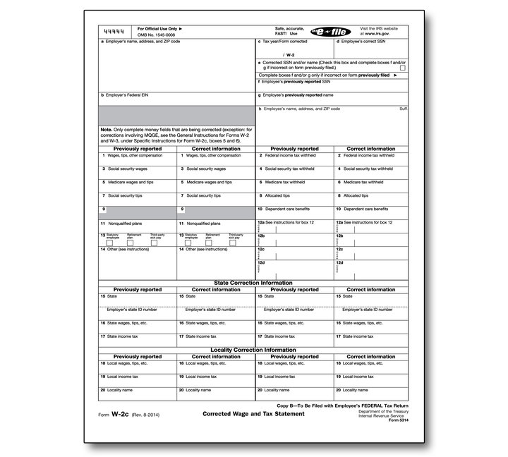 Image for item #82-5314: W-2C SSA Copy B