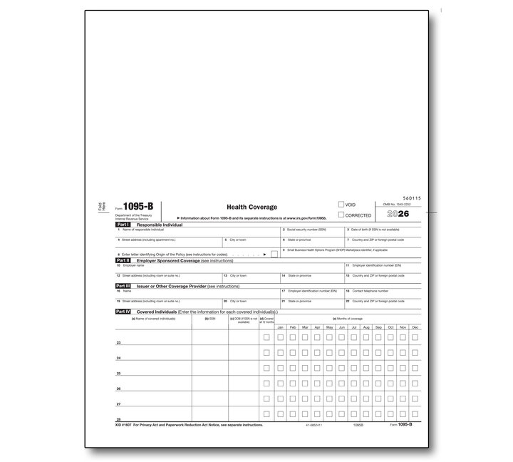 Image for item #89-1095b: 1095B Health Coverage Laser Form
