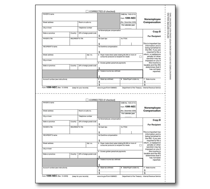 Image for item #89-5011: 1099-NEC Laser Recipient Copy B
