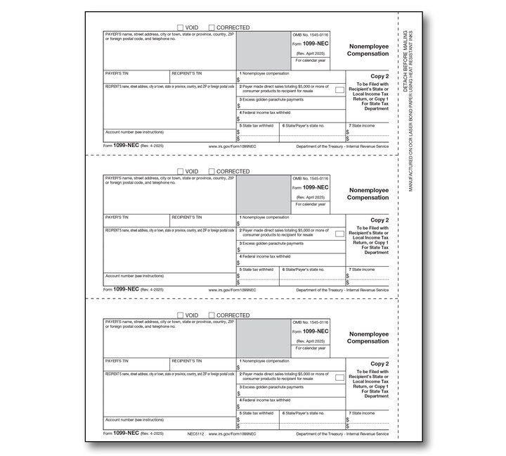 Image for item #89-5012: 1099-NEC Laser Payer Copy 2