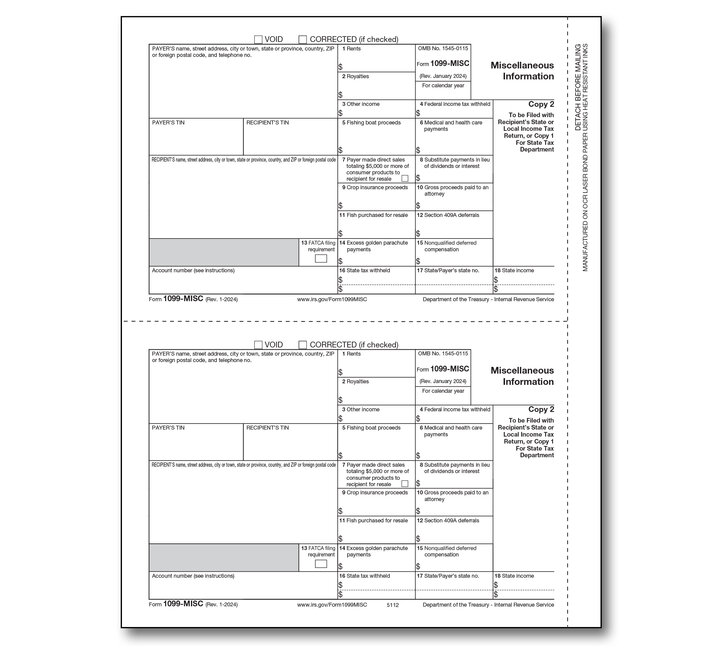 Image for item #89-5112: 1099-MISC Laser Payer Copy 2
