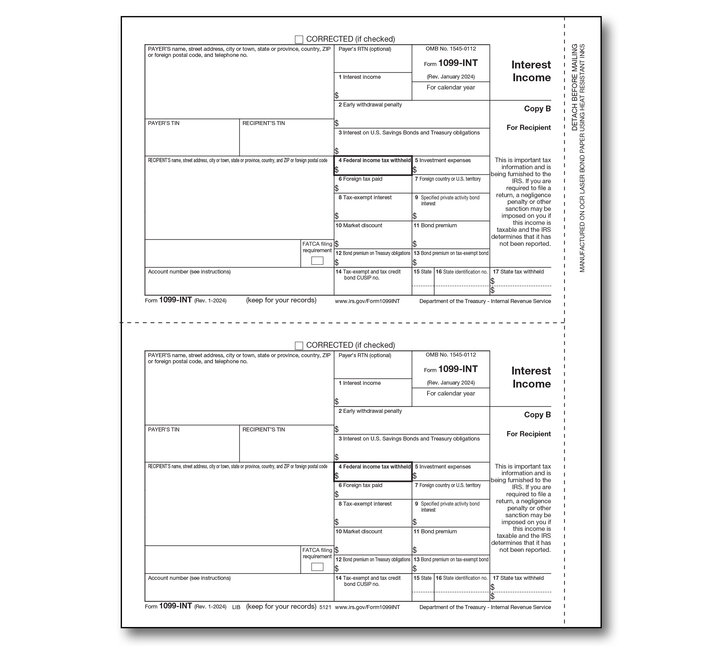 Image for item #89-5121: 1099-INT Laser Recipient Copy B