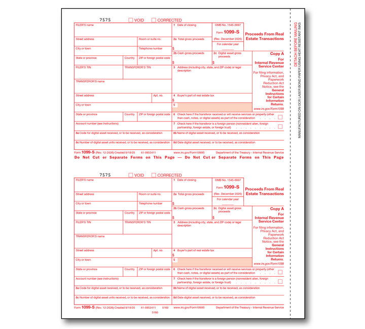 Image for item #89-5160: 1099S Laser Fed. Copy A