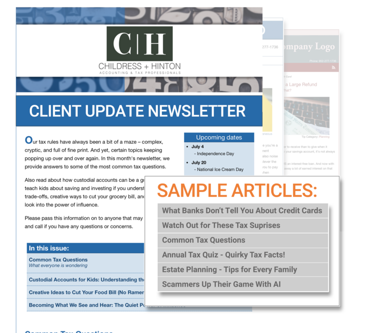Image for item #93-485: Client Update Digitial Newsletter (set up sku)