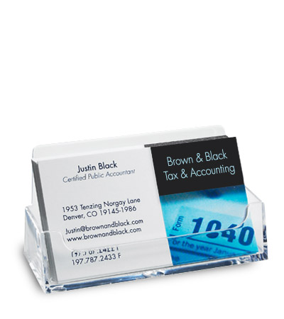 Image for item #72-922: Single Clear-acrylic business card desktop display
