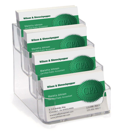 Image for item #72-923: 4-card Clear-acrylic business card COUNTERTOP display
