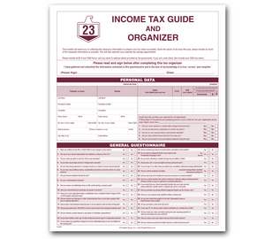 Image for item #01-600: 4 pg Tax Guide & Organizer - Item: #01-600