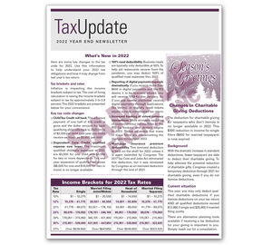 Image for item #03-000: Year-End Tax Update Newsletter 2022 - Item: #03-000