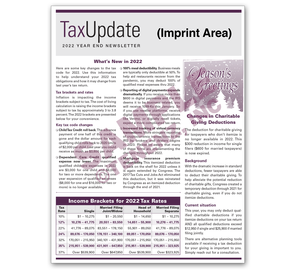 Image for item #03-001: Year-End Tax Update Newsletter 2022 Imprinted - Item: #03-001