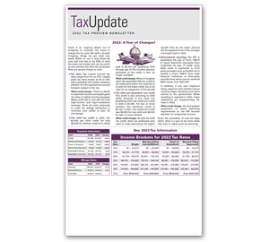 Image for item #03-350: Preview: Tax Update Newsletter 2022 - Self Mailer - Item: #03-350
