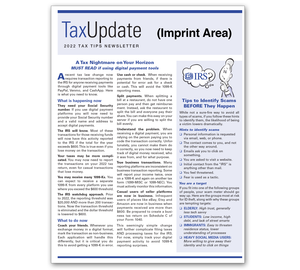 Image for item #03-801: 2022 Imprinted TAX TIPS Newsletter - Item: #03-801