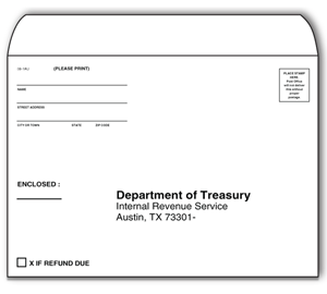 Image for item #08-1AU: 6 x 9 IRS Austin Env. - REFUND (50/pack) - Item: #08-1AU