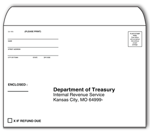 Image for item #08-1KA: 6 x 9 IRS Kansas City Env. - RFUND (50/pack) - Item: #08-1KA