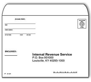 Image for item #08-1KAP: 6 x 9 IRS Louisville 931000 Env. - PYMT  (50/pack) - Item: #08-1KAP