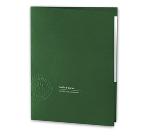 Image for item #10-5412: CPA Seal Embossed 3/8" Spine Top Tab Folder (Green) - Item: #10-5412