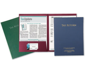 Image for item #10-561: Hidden Staple Tax Return Foil Folder- One Pocket - Imprinted - Item: #10-561
