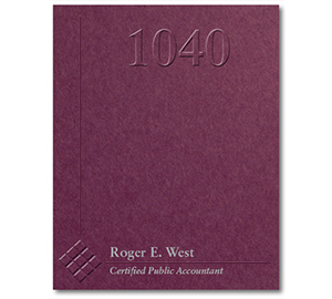 Image for item #10-601: 1040 Burgundy Imprinted Embossed Pocket Folder