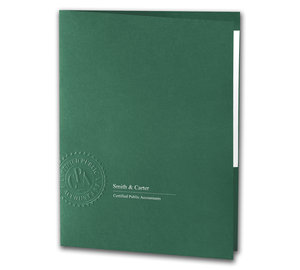 Image for item #10-7412: CPA Seal Embossed Two-Pocket Firm Folder (Green)