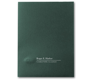 Image for item #10-812: CPA Seal Linen Folder: GREEN FOIL imprint