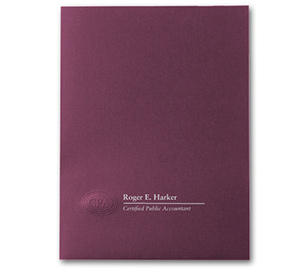 Image for item #10-822: CPA Seal Linen Folder: BURGUNDY FOIL imprint