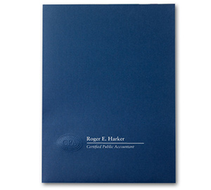 Image for item #10-832: CPA Seal Linen Folder: NAVY FOIL imprint