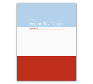 Image for item #11-390: Tax Return Folders - Striped with 2 Pockets & Die Cuts