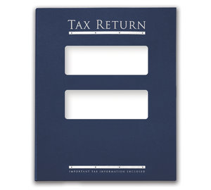 Image for item #12-310b: TotalTax Folder: Tax Return Embossed and Foil Center Cut Hidden Staple Tab - Navy