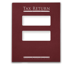 Image for item #12-325b: TotalTax Folder: Tax Return Embossed and Foil Center Cut Top Tab - Burgundy