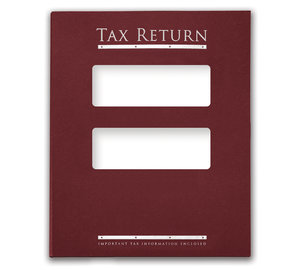 Image for item #12-325b: TotalTax Folder: Tax Return Embossed and Foil Center Cut Hidden Staple Tab - Burgundy