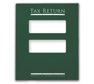 Image for item #12-345b: TotalTax Folder: Tax Return Embossed and Foil Center Cut Hidden Staple Tab - Green - Item: #12-345b