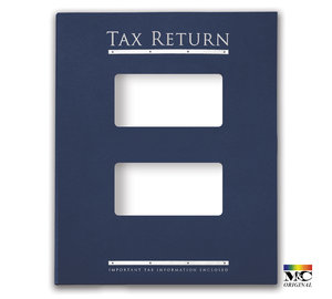 Image for item #12-450b: InTax Folder: Tax Return Embossed and Foil Center Cut Top Tab - Navy - Item: #12-450b