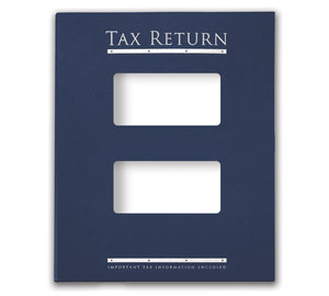 Image for item #12-450b: InTax Folder: Tax Return Embossed and Foil Center Cut Hidden Staple Tab - Navy - Item: #12-450b