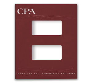 Image for item #12-465a: InTax Folder: CPA Embossed and Foil Center Cut Hidden Staple Tab - Burgundy